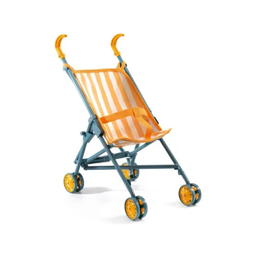 Djeco Pomea – zložljiv voziček z rumenimi progami – 54 cm