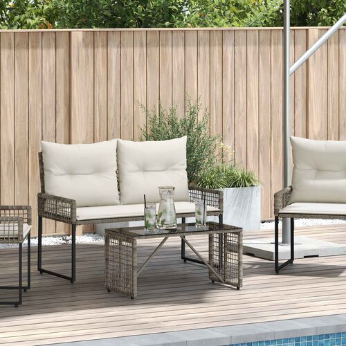 Vanjski stol Siva i crna 80 x 40 x 40 cm PE Rattan i Staklo Slike