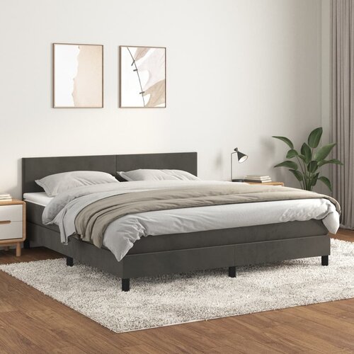 VidaXL Box spring postelja z vzmetnico temno siva 180x200 cm žamet Slike