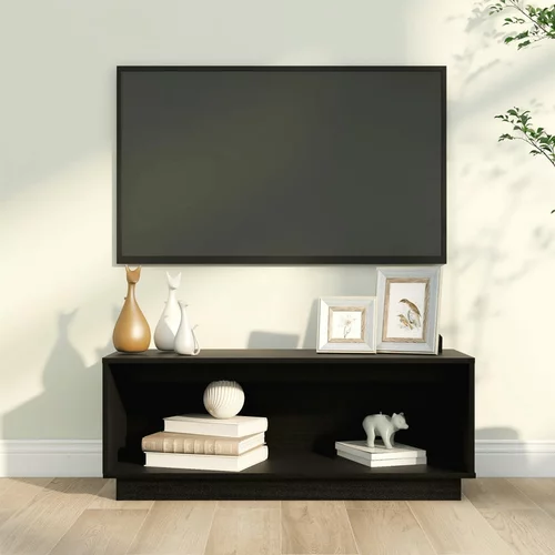 TV ormarić crni 90 x 35 x 35 cm od masivne borovine