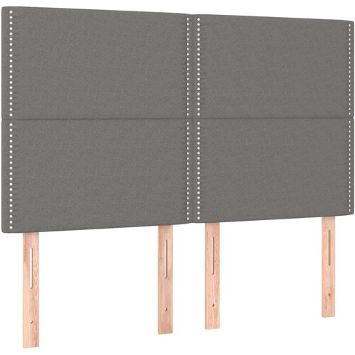 Maison Chic Posteljno vzglavje - Vzglavna omarica 4 kosa temno siv 72x5x78/88 cm blago, (22077130) Slike