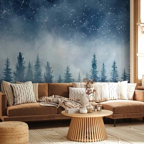  Foto tapeta - Night landscape - landscape of a misty forest at night with a starry sky 441x315 Samoljepljiva Cene