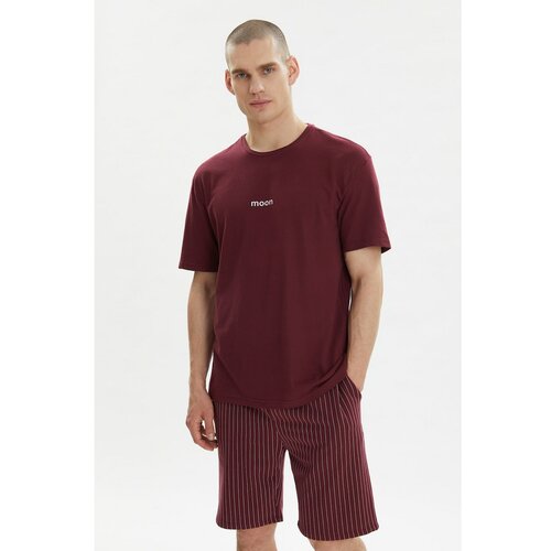 Trendyol Burgundski slogan Set pletenih pidžama tamnocrvene boje Cene