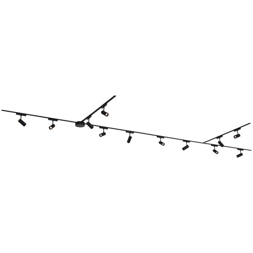 QAZQA Sodoben tirni sistem razsvetljave z 12 črnimi reflektorji enofazni 600 cm - Magnetic Gert Slike