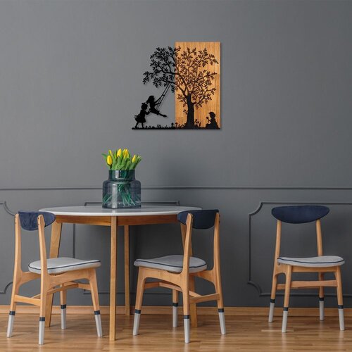 Wallity Zidna dekoracija Drvo i djeca koja se tresu, 58x59 cm, Crna Cijene