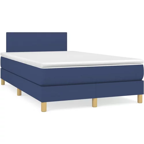 vidaXL Box spring postelja z vzmetnico modra 120x190 cm blago
