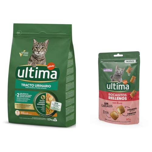  2,5 kg Ultima + 60 g Ultima Snacks punjeni zalogajčići s govedinom gratis! - Urinary Tract piletina Slike