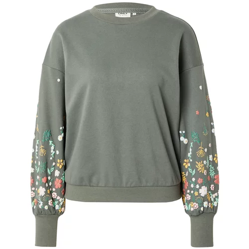 Only Sweater majica 'BROOKE' zelena / smaragdno zelena / narančasta / bijela
