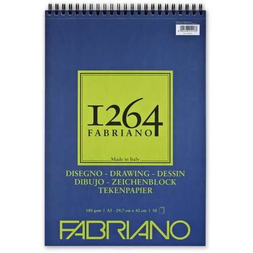  1264 Drawing, blok za skiciranje sa spiralom, A3, 180g, 50 lista, Fabriano Cene