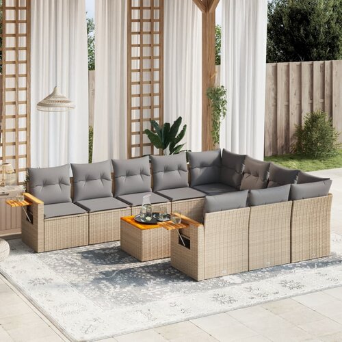 vidaXL 11-dijelni set vrtnih sofa od poliratana s jastucima bež Cijene