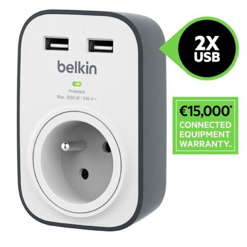 Belkin prenapetostna za&amp;scaron;čita - vtičnica BSV103ca 2x usb Slike