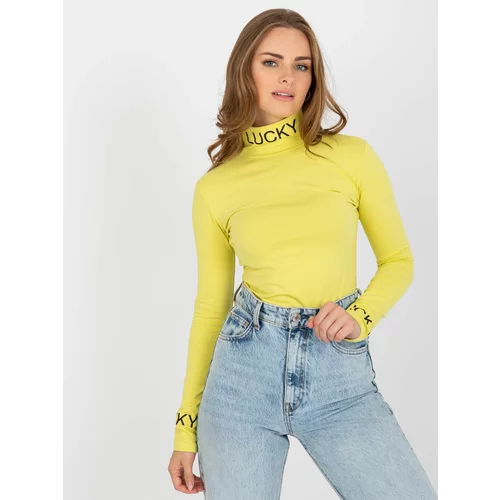 Fashion Hunters Light yellow cotton turtleneck blouse Yarina slim fit
