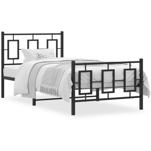 VidaXL Metalni okvir kreveta uzglavlje i podnožje crni 90 x 200 cm Slike