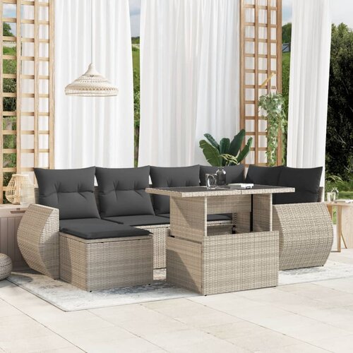vidaXL 7-dijelni set vrtnih sofa svjetlosivi od poliratana Cijene