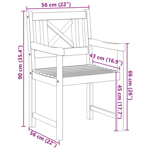 VidaXL Vrtne stolice 8 kom 56x55.5x90 cm Masivno drvo bagrema Slike