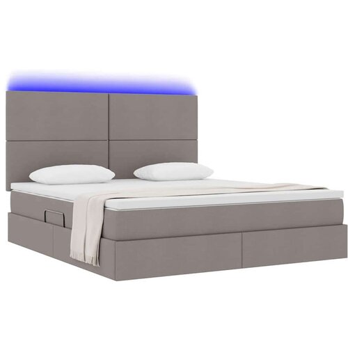  Krevet S LED lampica s pohranom Sivo-smeđa 180 x 200 cm tkanina Slike