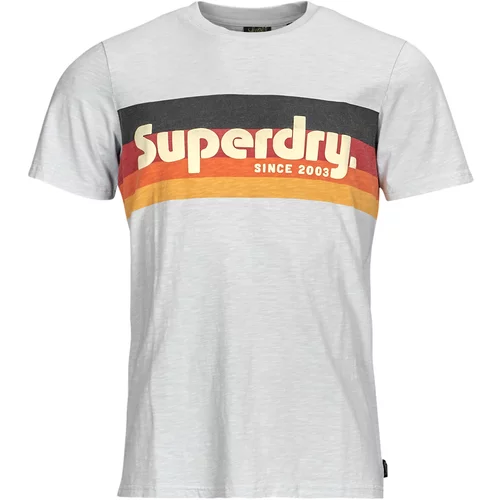 Superdry Majice s kratkimi rokavi CALI STRIPED LOGO T SHIRT Bela