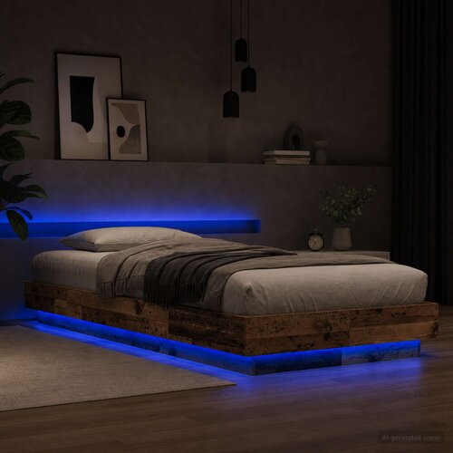  Krevetna konstrukcija s LED svjetlom Staro drvo 80 x 200 cm Cene