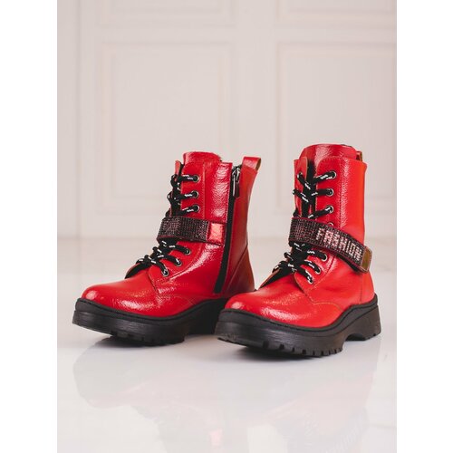W. POTOCKI Potocki girls' ankle boots with red crystals Slike
