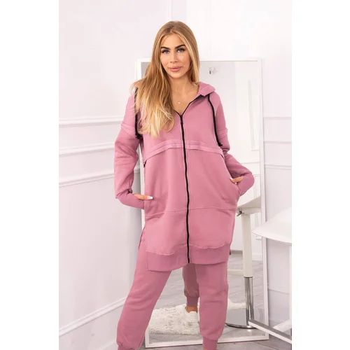 Kesi Insulated set with a long sweatshirt in dark pink color