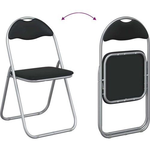  Sklopiva stolica 2 pcs Crna i Siva 48 x 43 5 x 81 cm Lažna koža - Crna i siva 2 Slike
