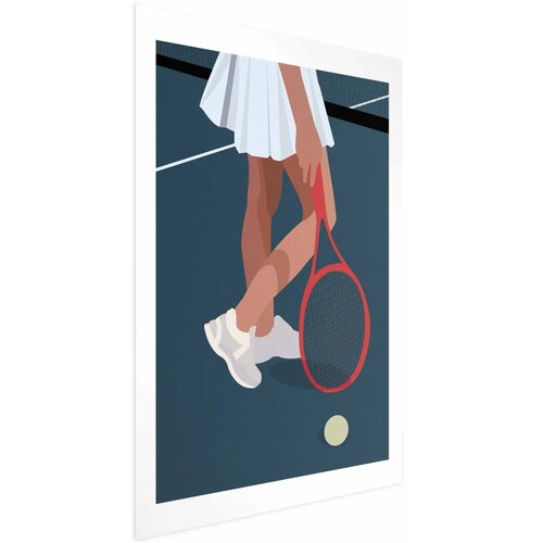  Plakat - Tennis Player with a Red Racket on the Court - Illustration 40x60 Bez okvira Cijene
