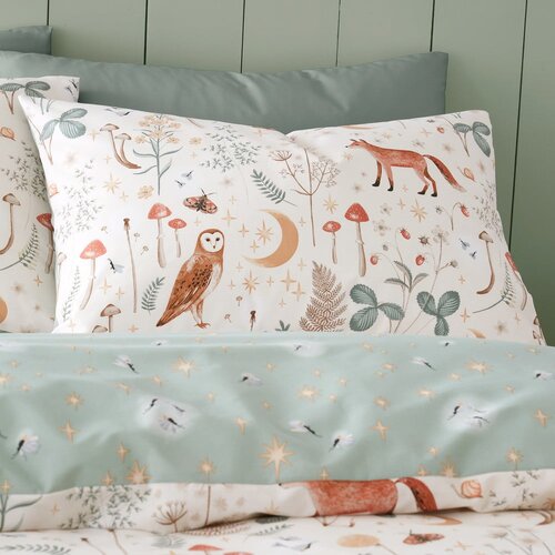 Catherine Lansfield Zelena/bež posteljina za bračni krevet 200x200 cm Enchanted Twilight Animals &amp;ndash; Slike