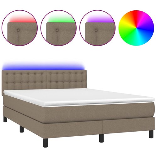 Maison Chic Box spring postelja - Vzmetna postelja z vzmetnico LED taupe 140x200 cm blago SL8989, (21901199) Cene