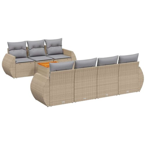 vidaXL 8-dijelni set vrtnih sofa od poliratana s jastucima bež Cijene