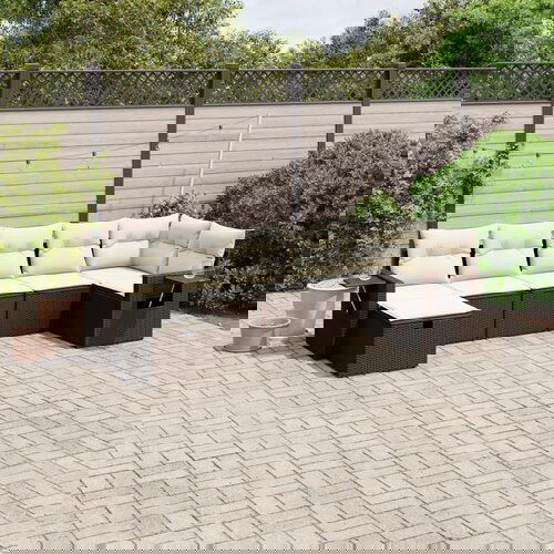 vidaXL 7-dijelni set vrtnih sofa od poliratana s jastucima smeđi Cijene