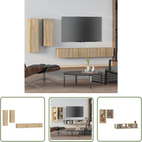 The Living Store Komplet TV omaric 4-delni sonoma hrast inženirski les - Komplet TV Omaric, (21738353) Cene