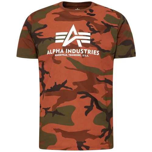 Alpha Industries Majica hrđavo smeđa / antracit siva / kaki / bijela