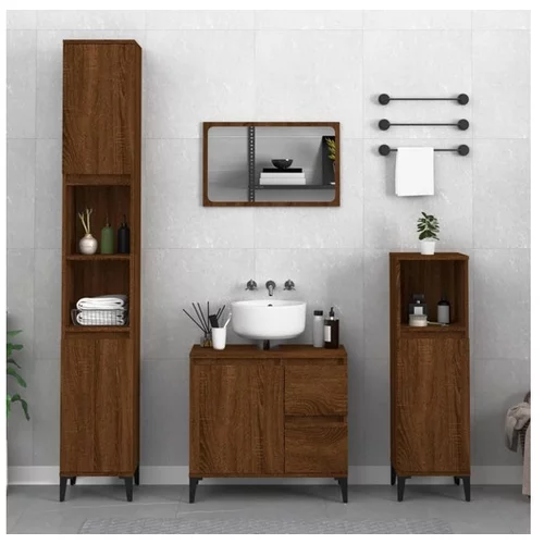  Komplet kopalniških omaric 3-delni rjavi hrast inženirski les