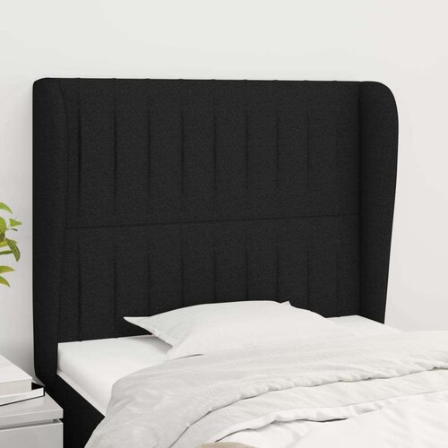 Uzglavlje s u&amp;scaron;ima crni 93x23x118/128 cm od tkanine Slike