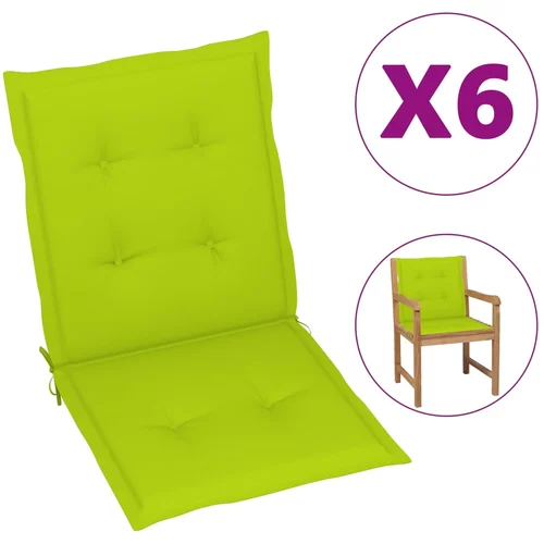 vidaXL Jastuci za vrtne stolice 6 kom svjetlozeleni 100x50x3cm tkanina