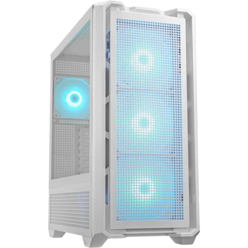 Cougar MX600 White | PC Case | Mid Tower / Mesh Front Panel / 3 x 140mm + 1 x 120mm Fans / Transparent Left Panel