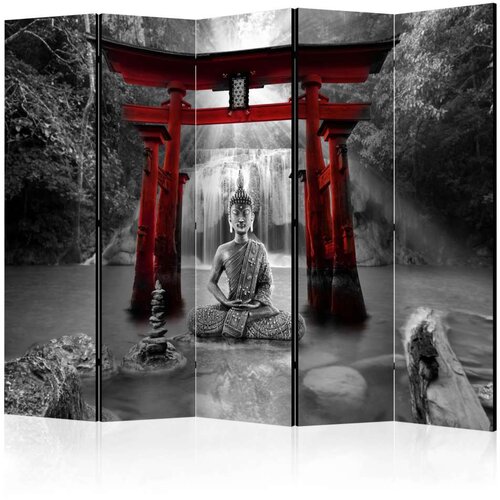  Paravan u 5 dijelova - Buddha Smile (Red) II [Room Dividers] 225x172 Slike