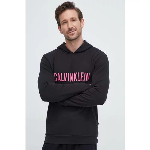 Calvin Klein Underwear Pulover lounge črna barva, s kapuco