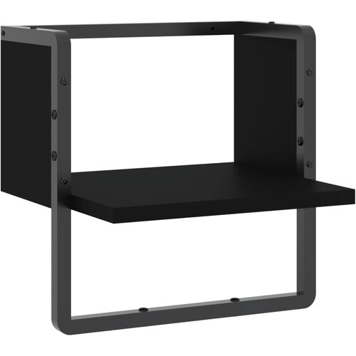 Maison Chic Stenska polica - Viseča Polica s prečko črna 30x25x30 cm, (21793514) Slike