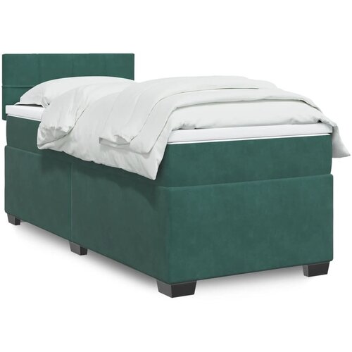 VidaXL Box spring postelja z vzmetnico temno zelen 90x190 cm žamet Slike