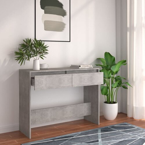 Maison Chic konzolna miza - miza ob steni betonsko siva 100x35x76,5 cm iverna plo&amp;scaron;ča, (21786410) Slike