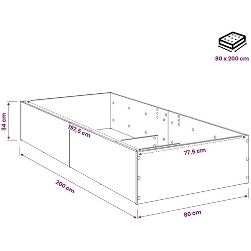  Okvir za podesivu bazu kreveta Siva Sonoma 80 x 200 cm - Siva Sonoma 80 x 200 cm Samo okvir kreveta Slike