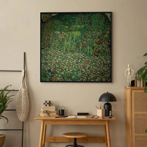  Slika - Gustav Klimt &amp;ndash; Gartenlandschaft mit Bergkuppe 60x60 U crnom drvenom okviru Slike