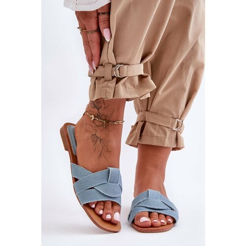 Kesi Women's material sandals light blue Aversa Cene