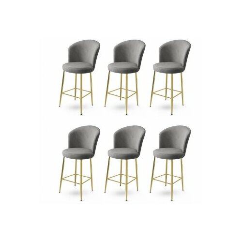 HANAH HOME set 6 barskih stolica fora grey gold Slike