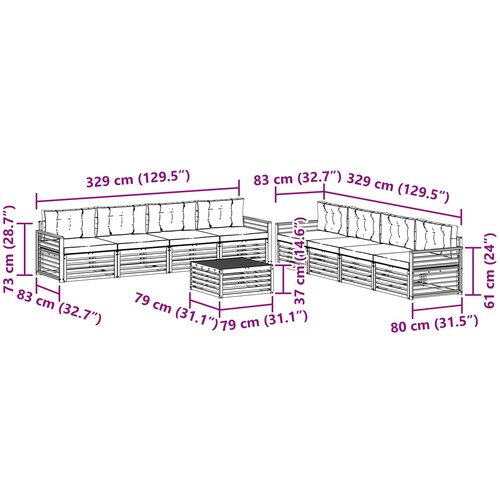  Set vanjskih sofa 9 kom. Bijela i antracit Poliester 79 x 79 x 37 cm Slike