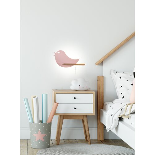 Candellux bird zidna lampa 5W led 4000K iq kids sa kablom, prekidačem i utikačem roze Slike