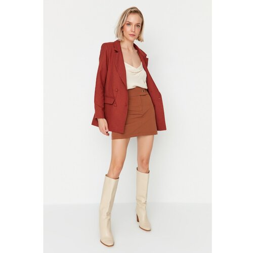 Trendyol Brown Buttoned Mini Skirt Slike