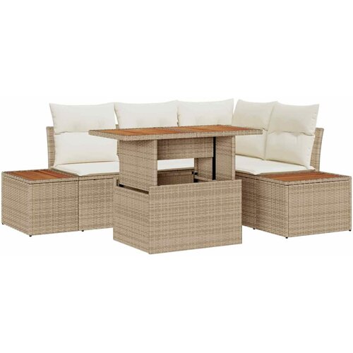 vidaXL Vrtna sedežna garnitura s shranjevanjem 5 pcs Bež Poly ratan, (5000146302) Cene