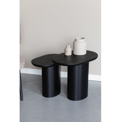 White Label Stranske mizice v kompletu 2 ks z mizno plo&amp;scaron;čo iz mangovega lesa 37x56 cm Bela &amp;ndash; Slike
